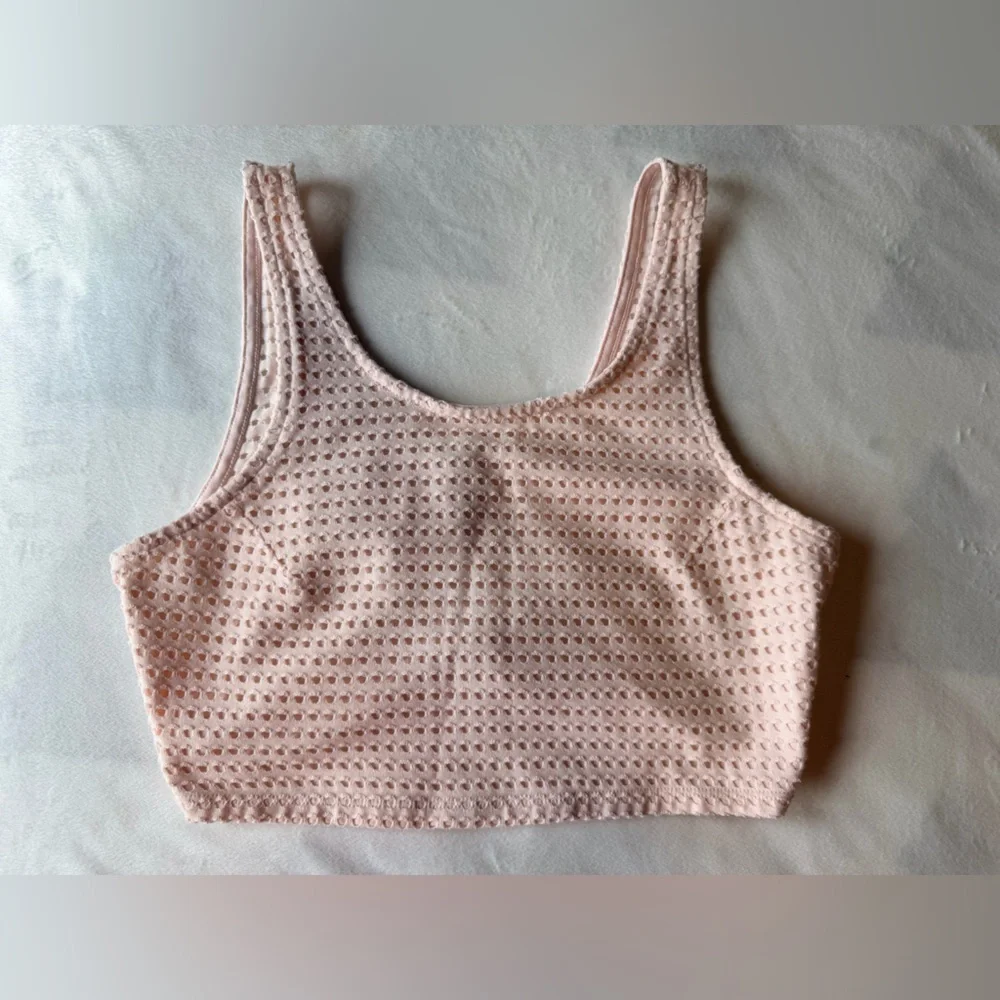 Express Blush Pink Textured High Waist Bikini Bottom Size Small